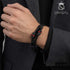 Totenkopf Lederarmband Herren Skull schwarz zirkonia uniqal